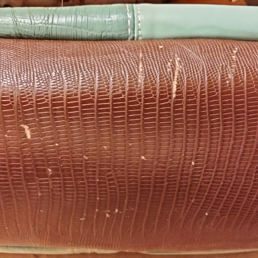Nicole Lee Mallory Two-Tone Leather Satchel- Tan and Mint - Picture 8 of 8